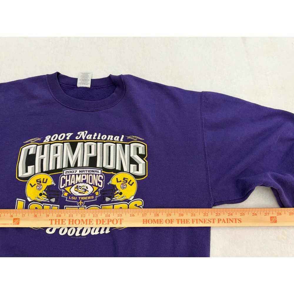 Vintage LSU Tigers Sweatshirt L Jerzees 2007 National Champions Football Purple - Picture 5 of 6